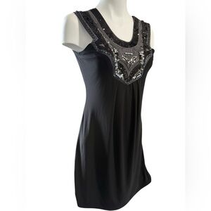 Jessica black Mini Dress, Beaded/Sequins, Stretch, size Small Pit